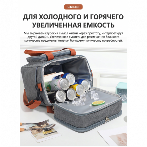 Термосумка, сумка холодильник, 2 секц, синяя
