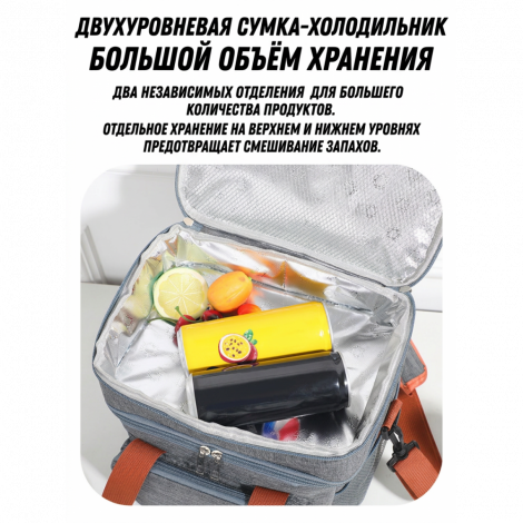 Термосумка, сумка холодильник, 2 секц, синяя