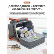 Термосумка, сумка холодильник, 2 секц, серая
